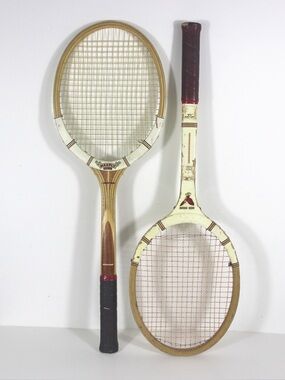 Vintage Wooden Tennis Racket Set of Two for Designer Decorating Racquet Wood